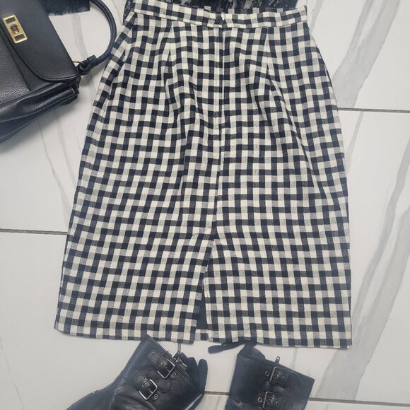 Vintage 90s Ira Joyce Black and White Checkered Skirt xs sm - Picture 4 of 5